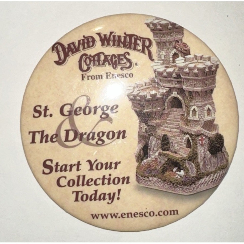 Enesco David Winter Cottages St George The Dragon Button Pin